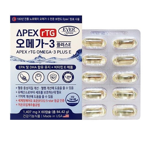 에버그린 APEX 알티지 오메가3 플러스E 60캡슐